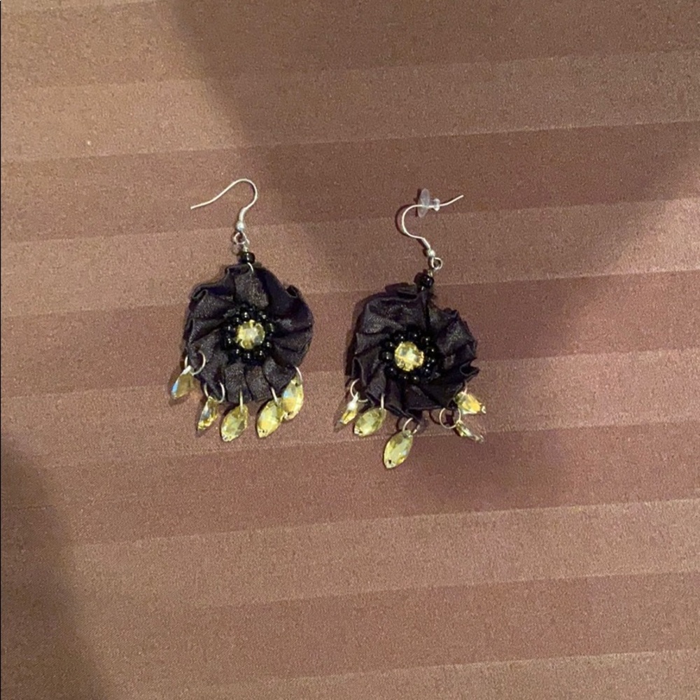 Black Flower Earrings